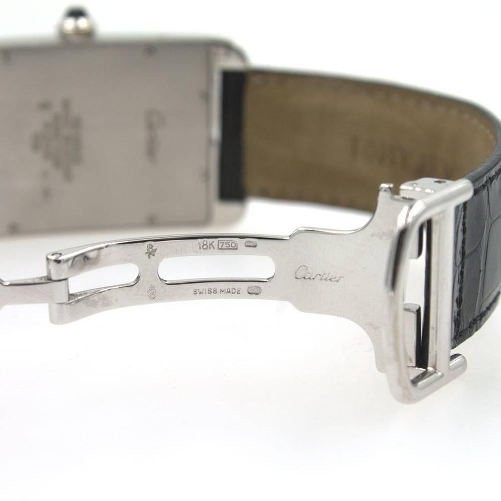Cartier Platin Sonderausgabe Tank American Handaufzug Armbanduhr im Zustand „Hervorragend“ in Boca Raton, FL