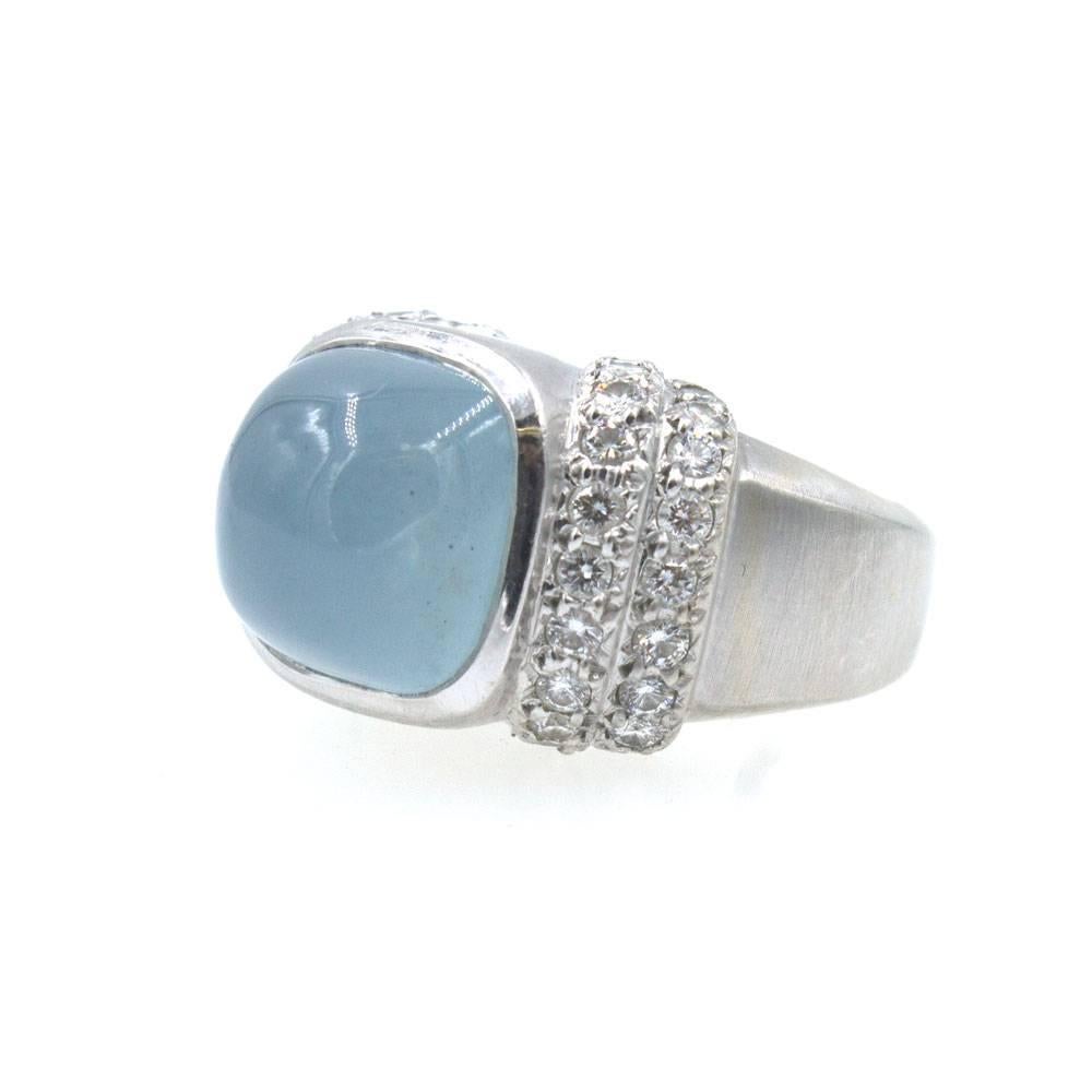 Marlene Stowe Modern Moonstone Diamond White Gold Ring 1