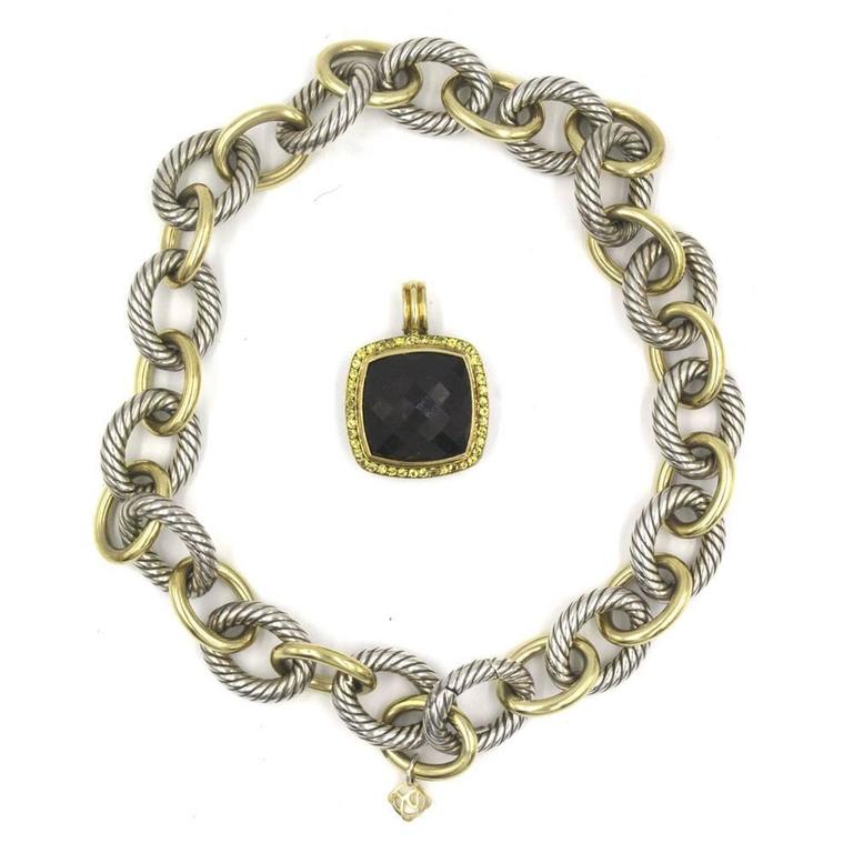 David Yurman 18 Karat Yellow Gold Silver Large Link Necklace and Albion