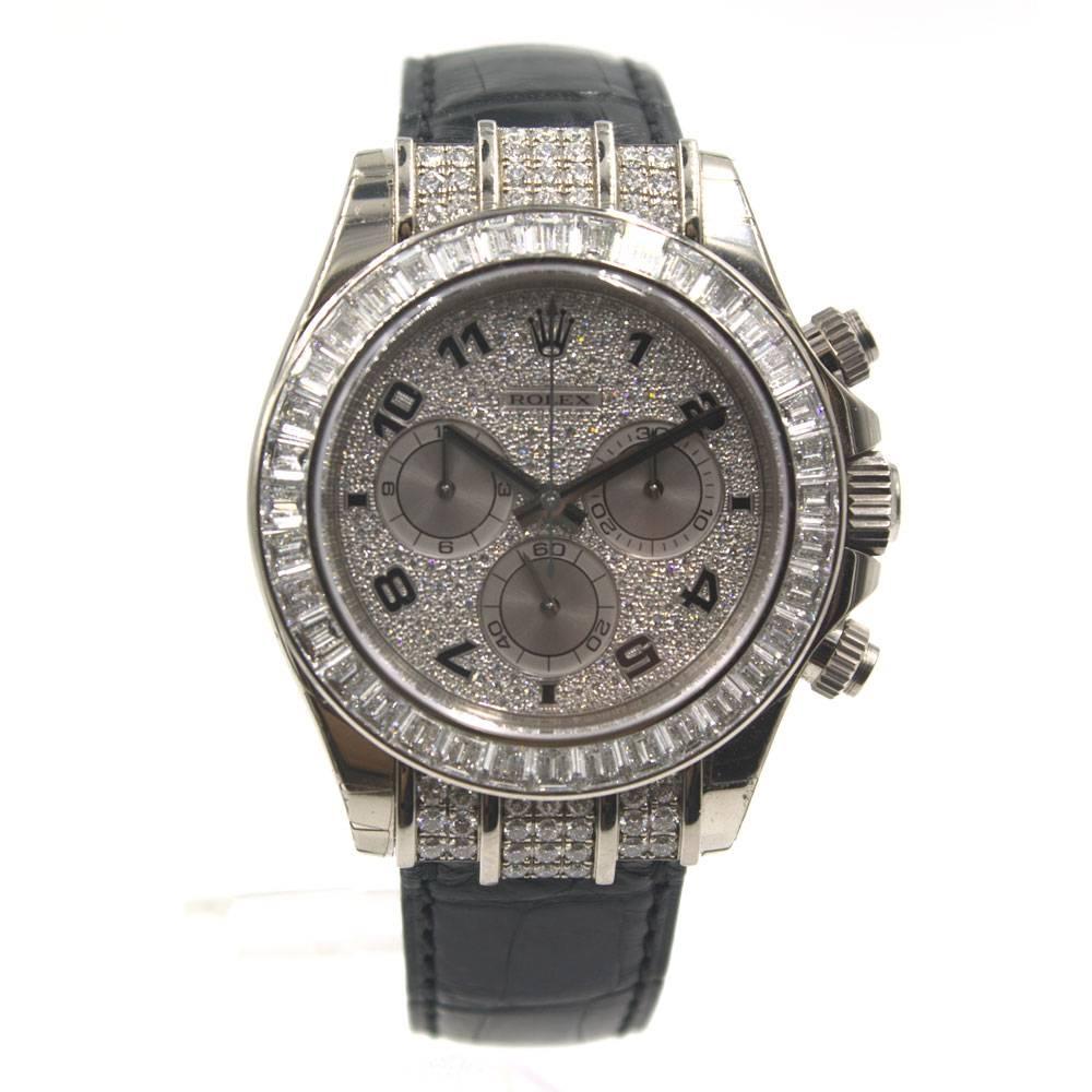 Rolex White Gold Diamonds Daytona Cosmograph Automatic Wristwatch 4
