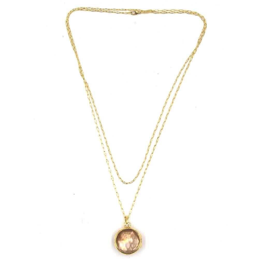 Monica Rich Kosann Honey Quartz Locket Gold Pendant Necklace In Excellent Condition In Boca Raton, FL