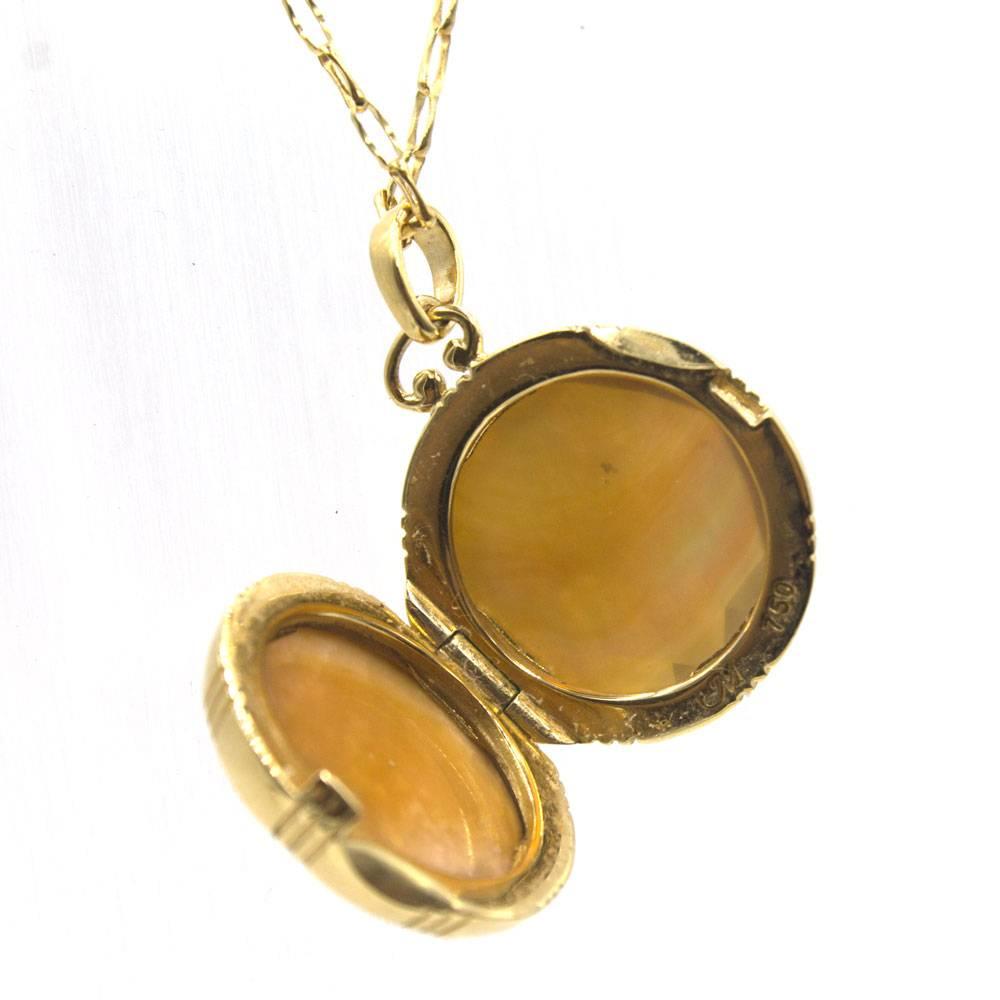 Women's Monica Rich Kosann Honey Quartz Locket Gold Pendant Necklace