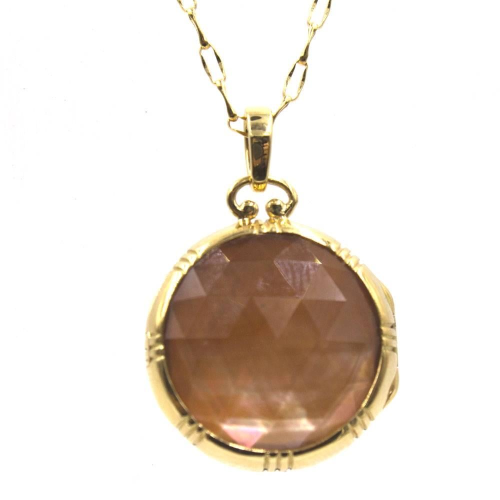 Modern Monica Rich Kosann Honey Quartz Locket Gold Pendant Necklace
