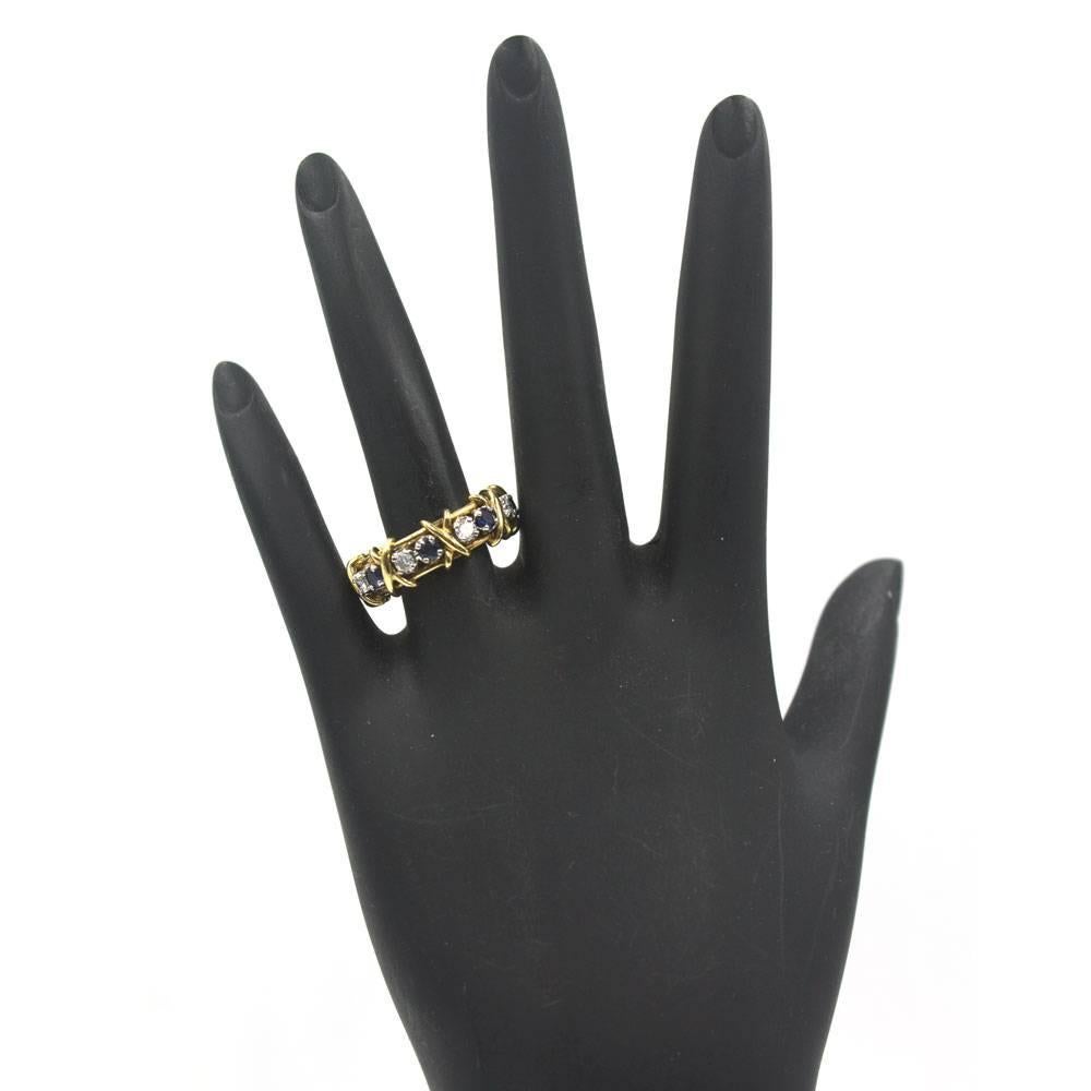 Women's Tiffany & Co. Schlumberger Sapphire Diamond 18K Yellow Gold X Eternity Band Ring