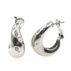 Fred Paris Diamond 18 Karat White Gold Half Hoop Earrings