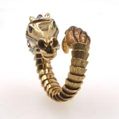 Roberto Coin Diamond Gold Flexible Horse Ring