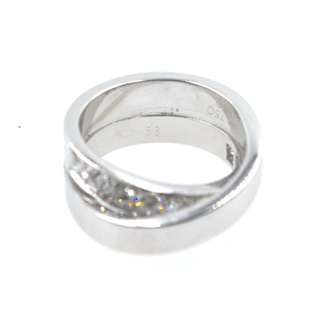 Cartier Diamond Crossover 18 Karat White Gold Ring In Excellent Condition In Boca Raton, FL