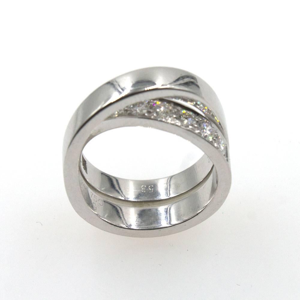 Women's Cartier Diamond Crossover 18 Karat White Gold Ring