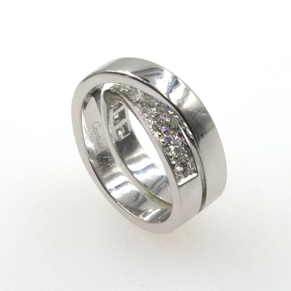 Cartier Diamond Crossover 18 Karat White Gold Ring 1