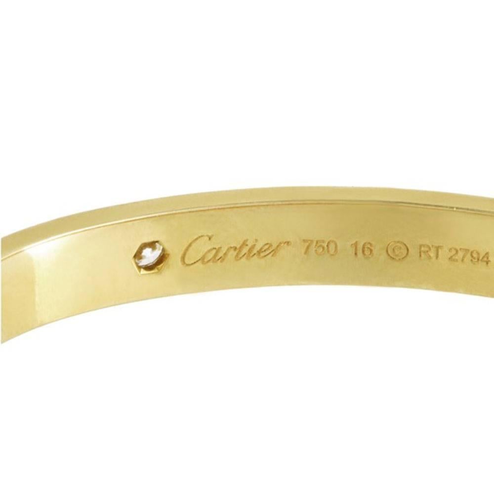 Cartier Love Four Diamond Yellow Gold Bracelet  In Excellent Condition In Boca Raton, FL