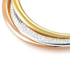 Cartier Trinity Großer Diamant Dreifarbiger Gold Anhänger Halskette