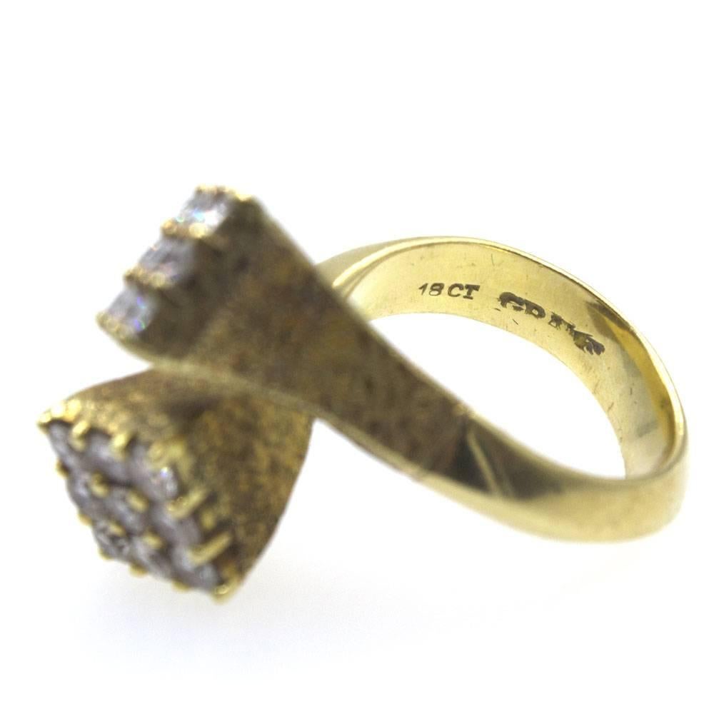 Retro GRAFF Vintage Diamond 18 Karat Yellow Gold  Crossover Fashion Ring