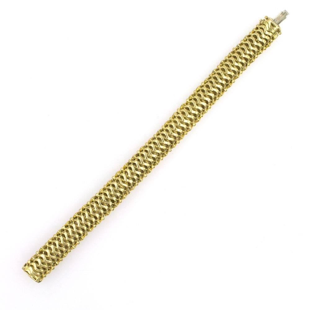 Modern Italian Diamond Enamel 18 Karat Yellow Gold  Flexible Bracelet