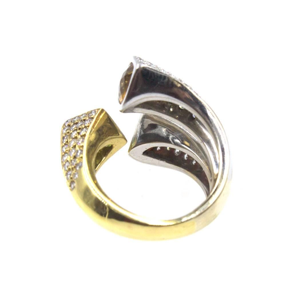 Women's Vintage Diamond Citrine Garnet Peridot 18 Karat Two-Tone Gold Fashion Ring