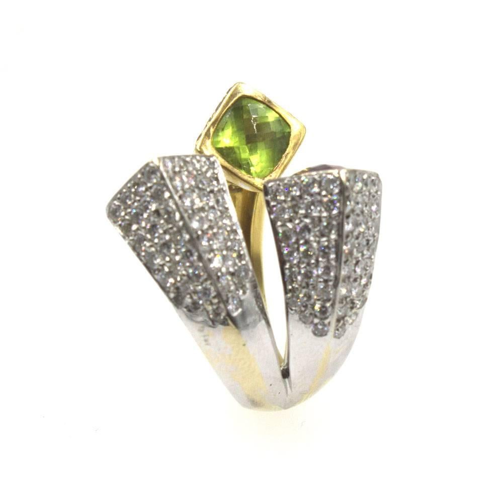 Vintage Diamond Citrine Garnet Peridot 18 Karat Two-Tone Gold Fashion Ring 1