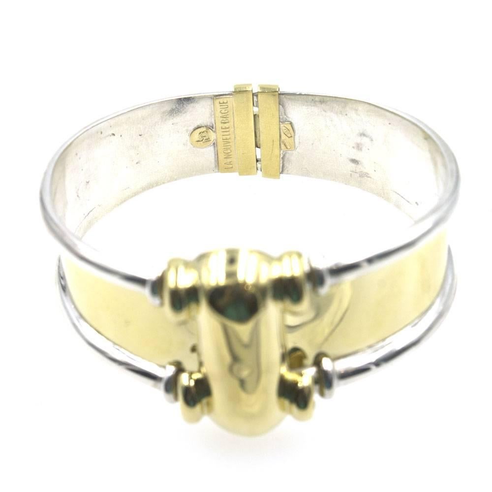 Modern La Nouvelle Bague Yellow Gold Sterling Silver Hinged Cuff Bracelet