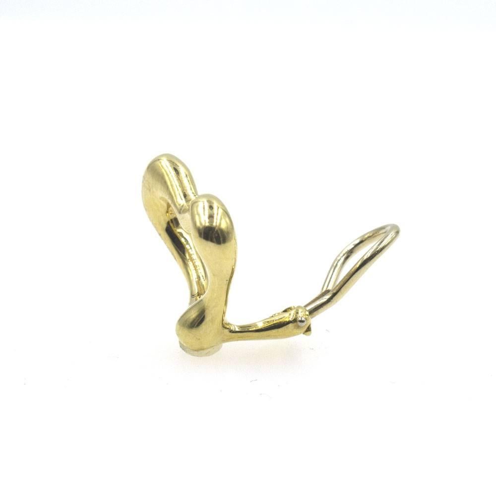 Modern Tiffany & Co. Elsa Peretti 18 Karat Yellow Gold Open Heart Ear Clips