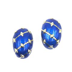 Tiffany & Co. Schlumberger Blue Paillonne Yellow Gold Earclips