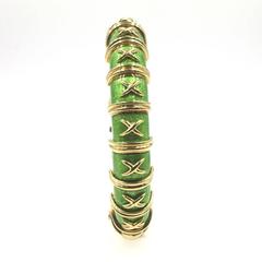 Tiffany & Co. Schlumberger Croisillon Green Enamel Yellow Gold Bracelet
