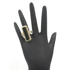1960s Green Tourmaline Diamond Yellow Gold Ring