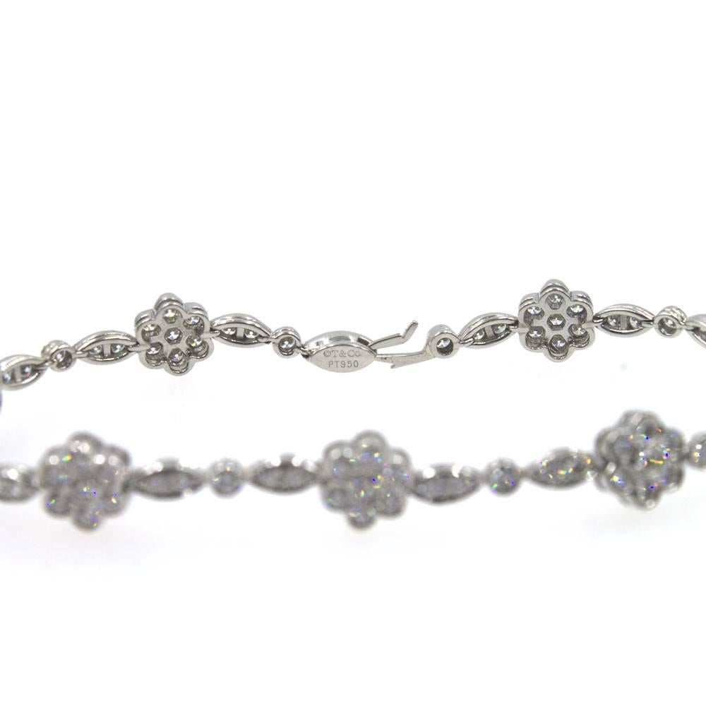 Tiffany & Co. Diamond Platinum Floral Bracelet In Excellent Condition In Boca Raton, FL