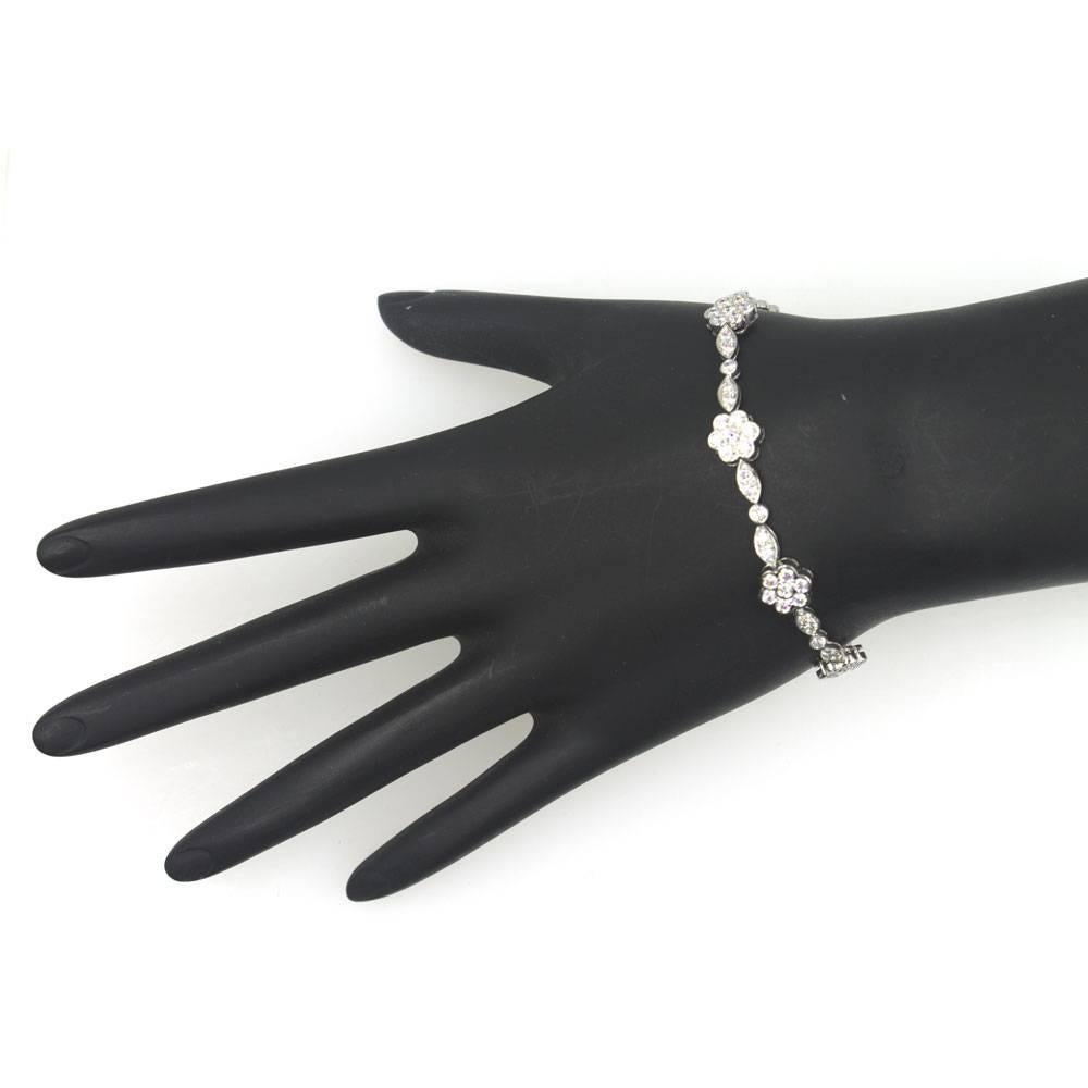 Tiffany & Co. Diamond Platinum Floral Bracelet 2