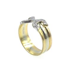 Cartier Double C Tri-Color Gold Diamond Ring
