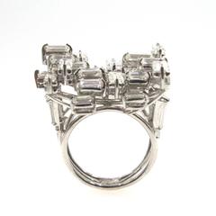 1960s  Baguette Diamond White gold Geometric Ring