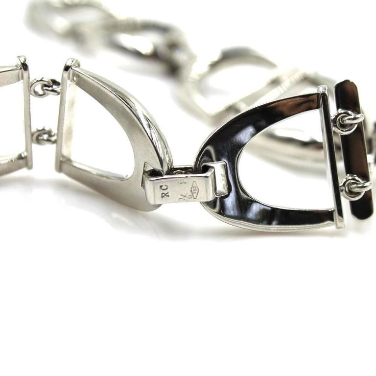 Roberto Coin Cheval Horsebit Diamond White Gold Link Bracelet For Sale