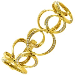Diamond Yellow Gold Round Link Bracelet