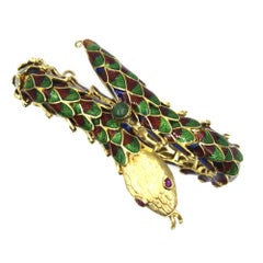 Vintage Enamel 18 Karat Yellow Gold Snake Bracelet