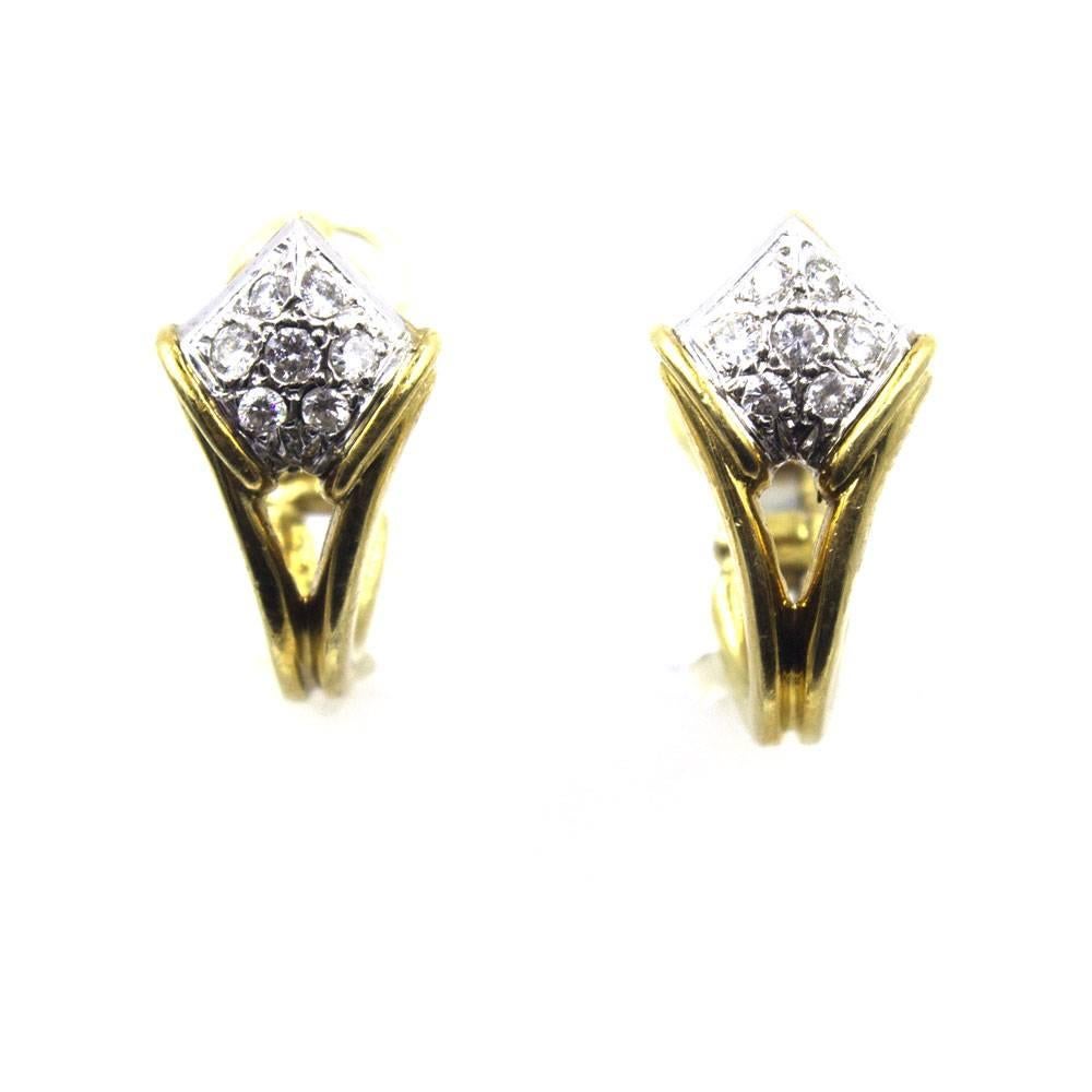 Modern Diamond 18 Karat Yellow Gold Drop Earrings 2