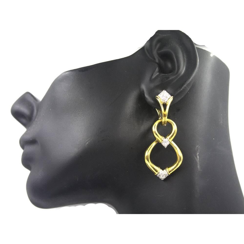 Women's Modern Diamond 18 Karat Yellow Gold Drop Earrings