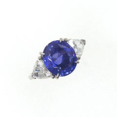 Asprey Natural No Heat 5 Carat Ceylon Sapphire Diamond Platinum Ring