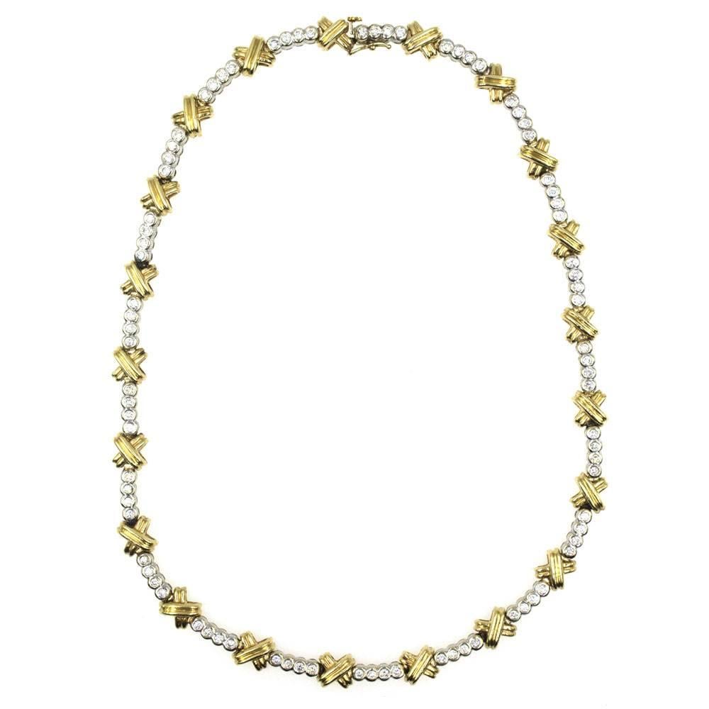 Diamond Two-Tone 14 Karat Gold XO  Necklace