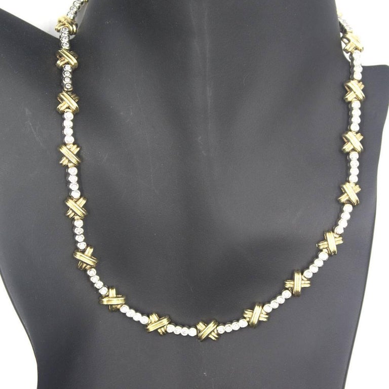 Diamond TwoTone 14 Karat Gold XO Necklace at 1stDibs xo gold necklace