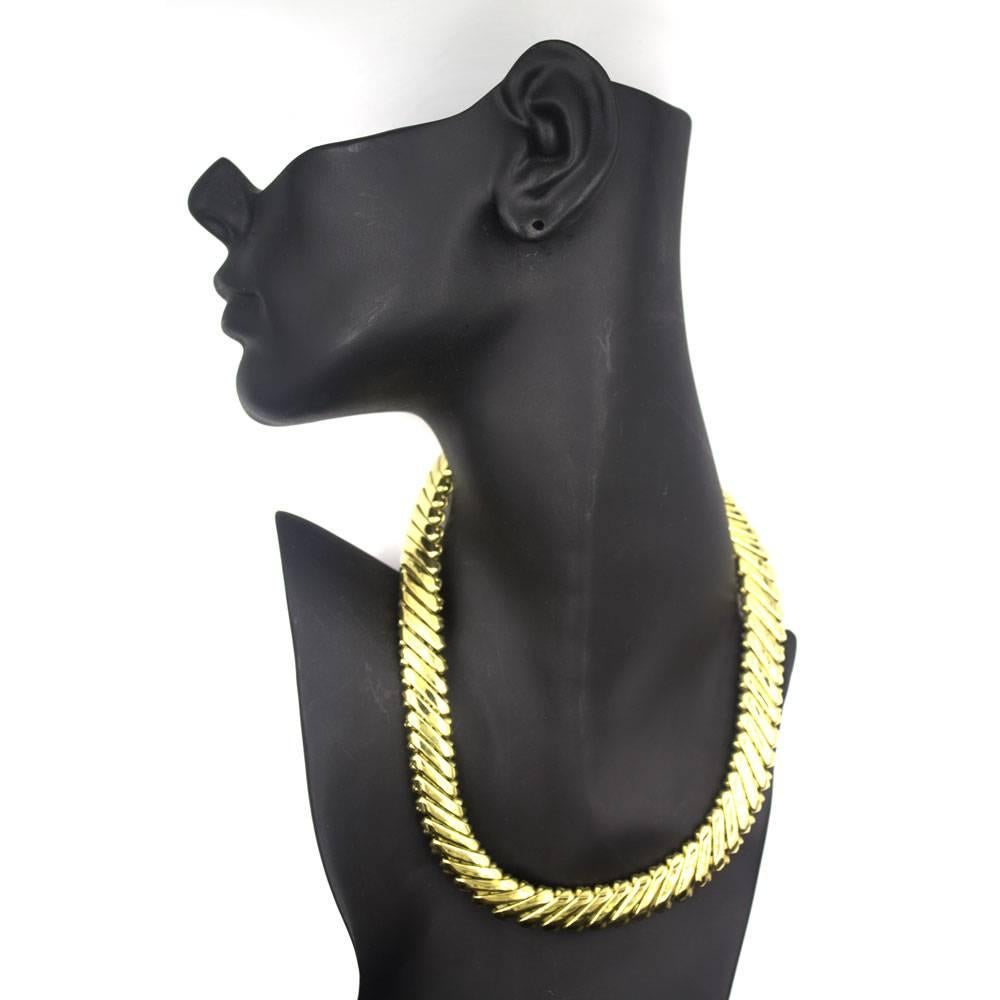 Modern 1960s 18 Karat Yellow Gold Collar Necklace