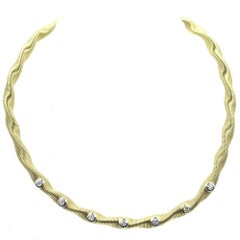 Modern Flexible Diamond Yellow Gold Necklace