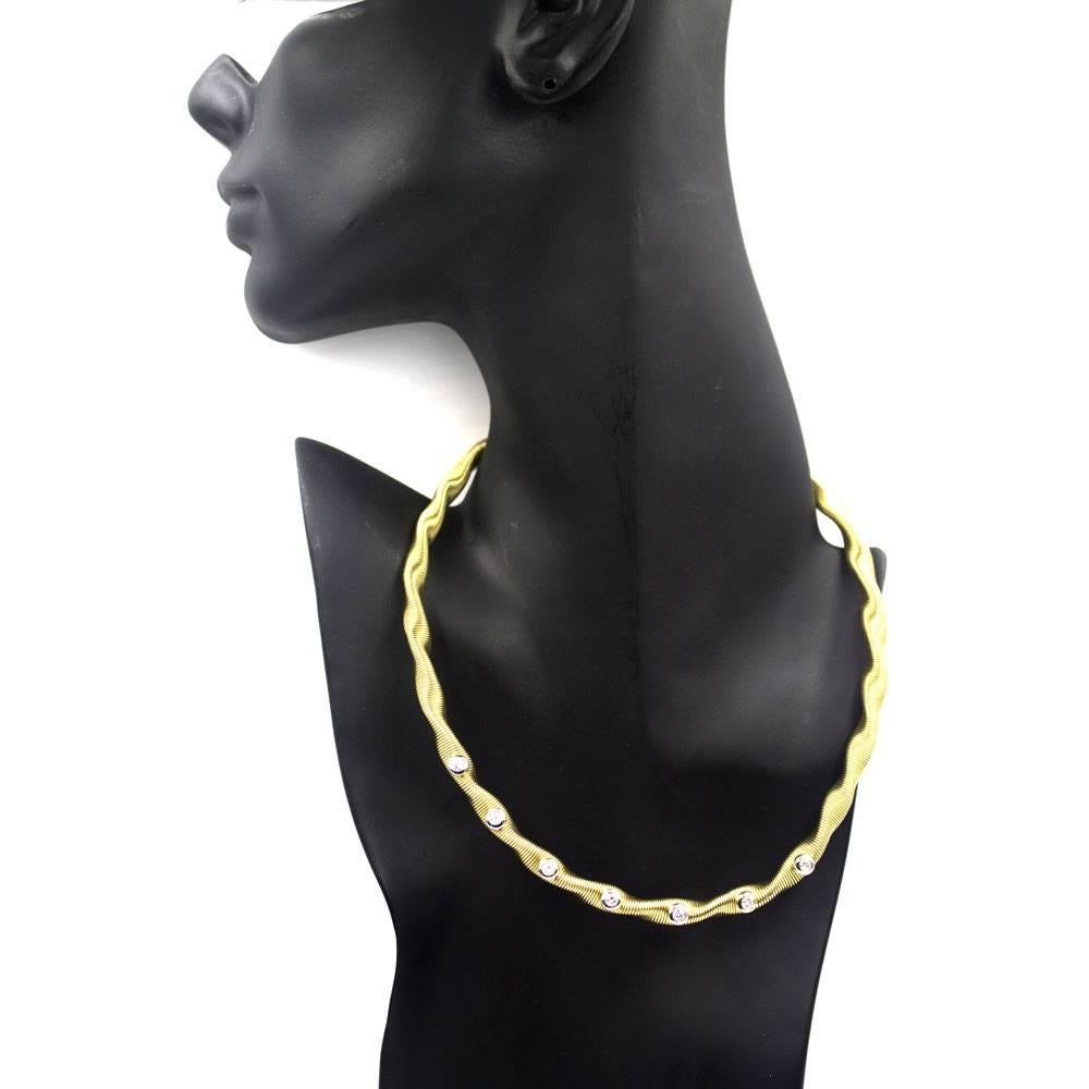 Modern Flexible Diamond Yellow Gold Necklace In Excellent Condition In Boca Raton, FL