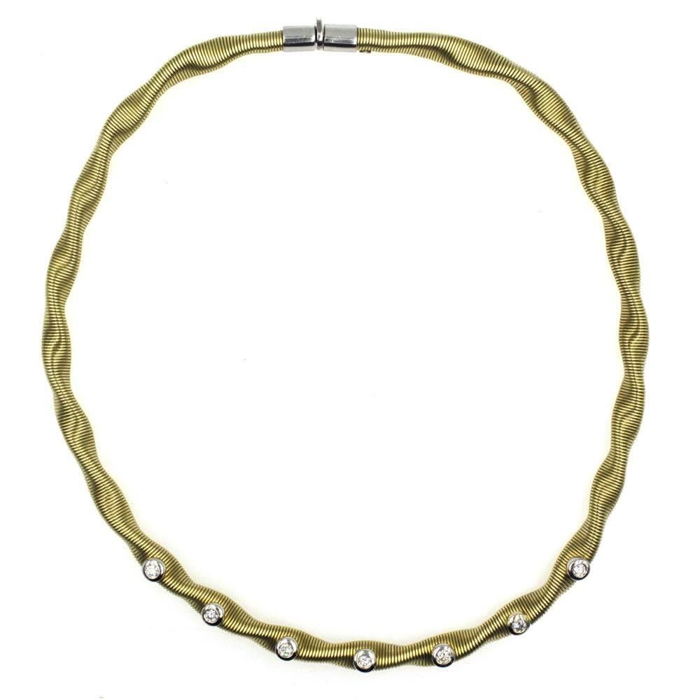 Women's Modern Flexible Diamond Yellow Gold Necklace
