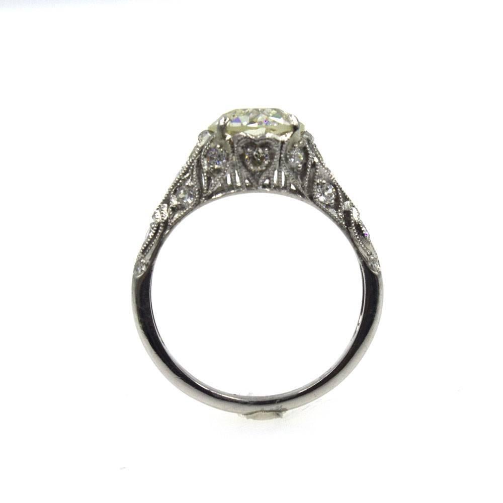 Art Deco Vintage 2-Carat Diamond Platinum Engagement Ring