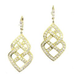 5.80 Carat Diamond 18 Karat Yellow Gold Drop Earrings
