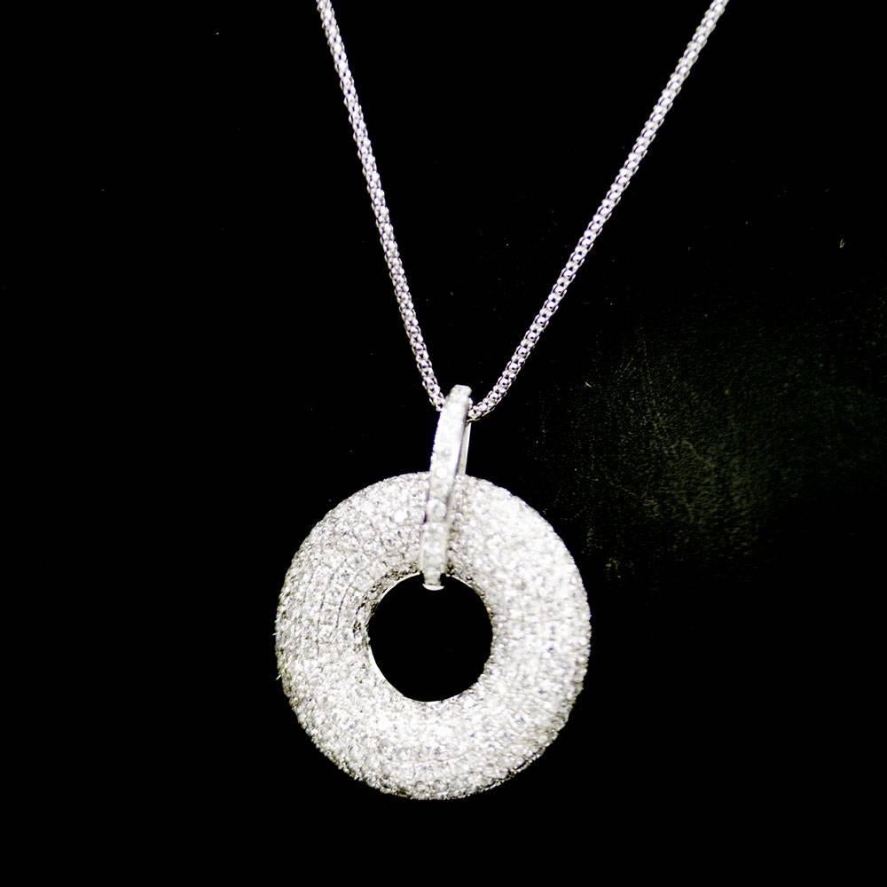 Modern Pave Diamond Open Drop Pendant Necklace 1