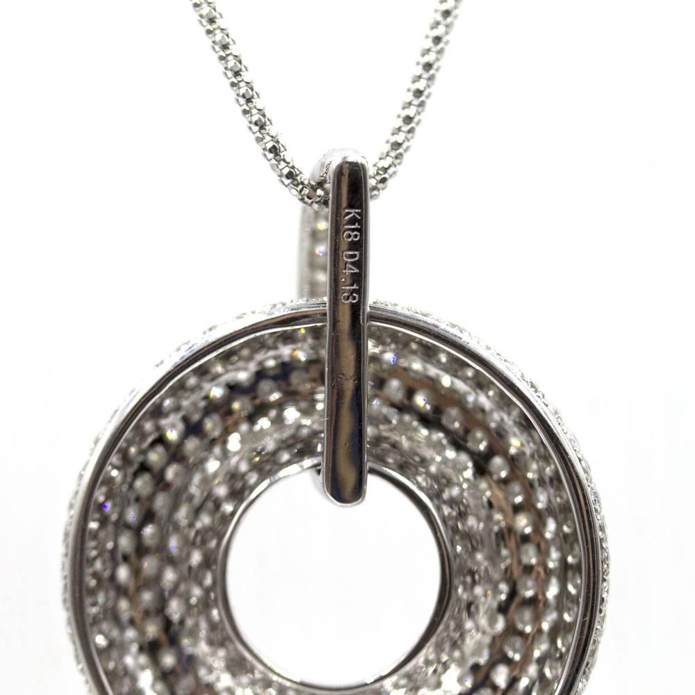 Modern Pave Diamond Open Drop Pendant Necklace In Excellent Condition In Boca Raton, FL