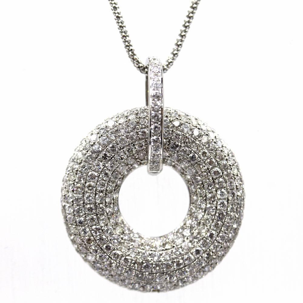 Women's Modern Pave Diamond Open Drop Pendant Necklace