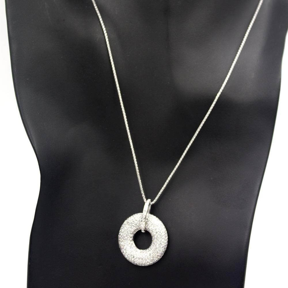 Modern Pave Diamond Open Drop Pendant Necklace 2