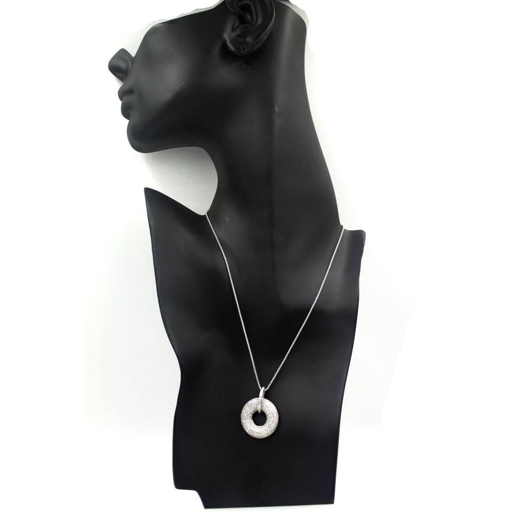 Modern Pave Diamond Open Drop Pendant Necklace 3
