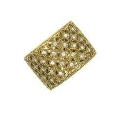 Modern Diamond Lattice 18 Karat Yellow Gold Wide Band Ring