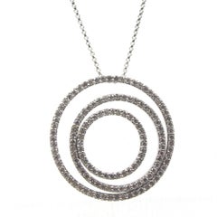 Modern Triple Circle Diamond 18 Karat White Gold Pendant Necklace