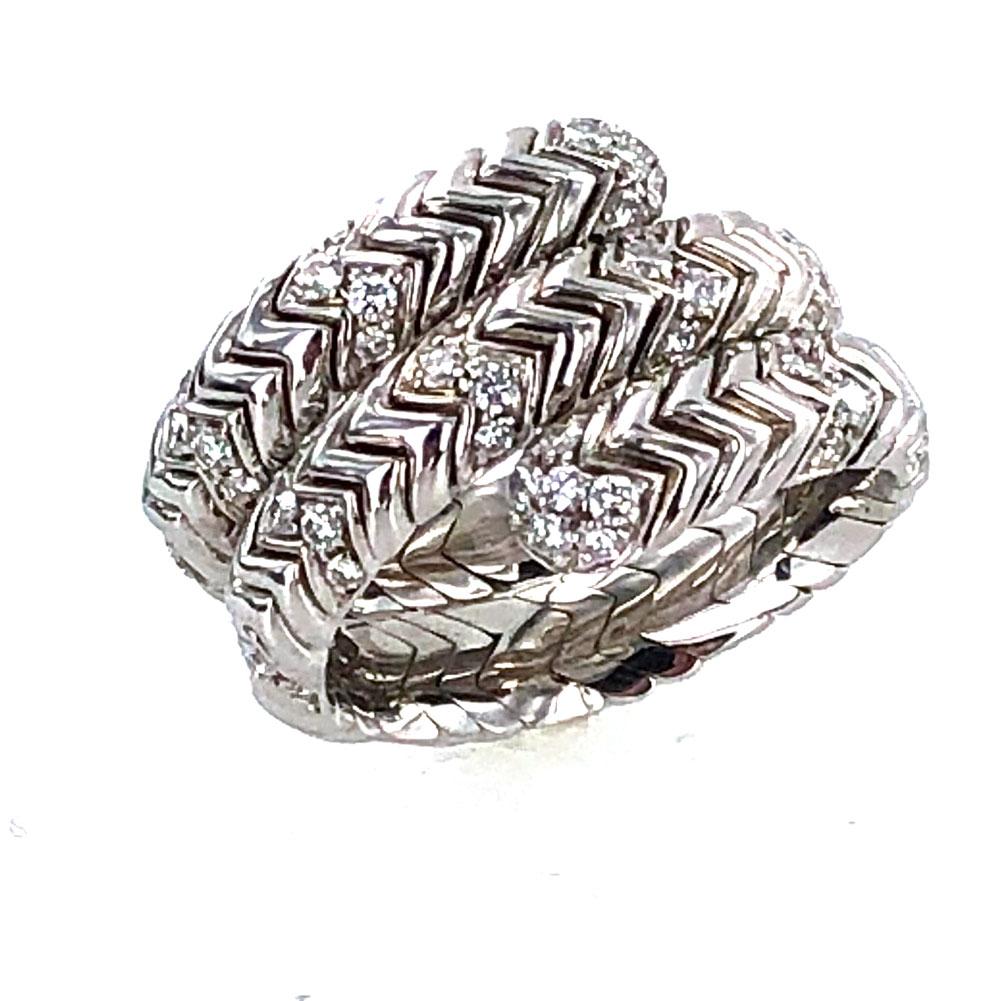 Modern Bvlgari Diamond Snake Ring Spiga Collection 18 Karat White Gold Ring